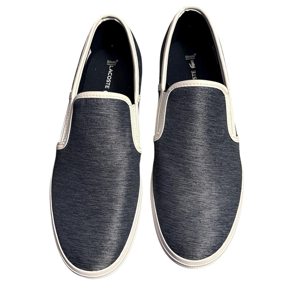 Lacoste Men's Blue and White Slip-On Loafers